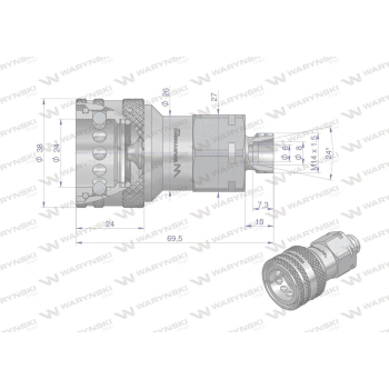 Szybkozłącze hydrauliczne gniazdo M14x1.5 gwint zewnętrzny EURO (9100814G) (ISO 7241-A) Waryński-10710