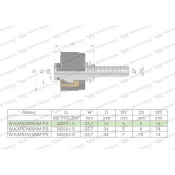 Zakucie nakretka do myjek  na waz DN06 GW M22x1.5  PREMIUM Waryński-107160