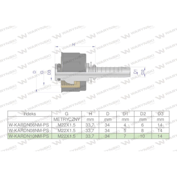 Zakucie nakretka do myjek  na waz DN10 GW M22x1.5  PREMIUM Waryński-107168