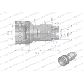 Szybkozłącze hydrauliczne gniazdo M22x1.5 gwint zewnętrzny EURO (9100822G) (ISO 7241-A) Waryński-10725