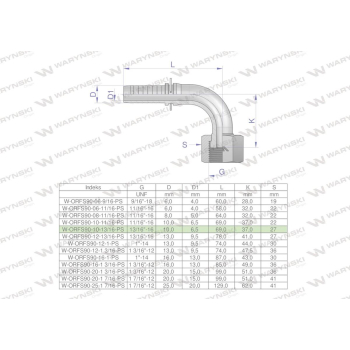 Zakucie hydrauliczne ORFS90 DN10 13/16