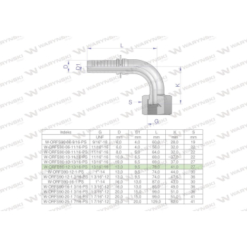 Zakucie hydrauliczne ORFS90 DN13 13/16