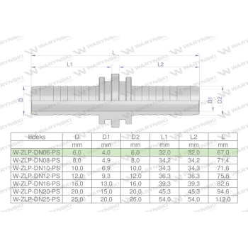 Zakucie hydrauliczne Łącznik węży DN06 PREMIUM Waryński-107495