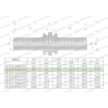 Zakucie hydrauliczne Łącznik węży DN08 PREMIUM Waryński-107498