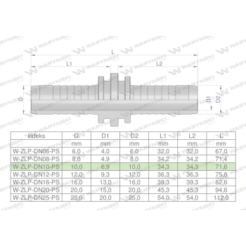 Zakucie hydrauliczne Łącznik węży DN10 PREMIUM Waryński-107501