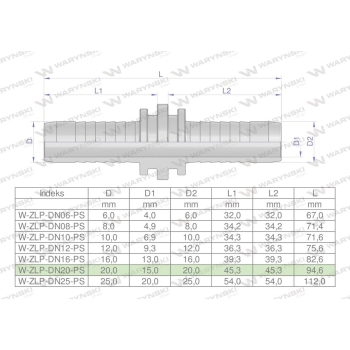 Zakucie hydrauliczne Łącznik węży DN20 PREMIUM Waryński-107510