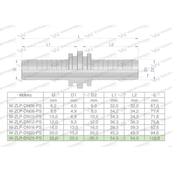 Zakucie hydrauliczne Łącznik węży DN25 PREMIUM Waryński-107513