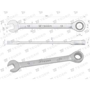 Klucz płasko-oczkowy z grzechotką 13 mm / TEGER-107600