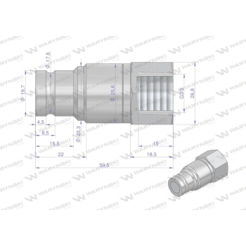 Szybkozłącze hydrauliczne suchoodcinające wtyczka G3/8