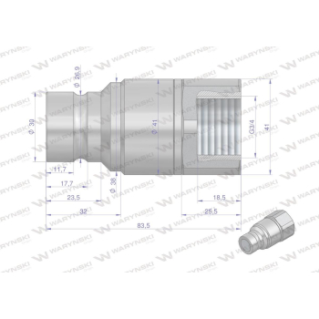 Szybkozłącze hydrauliczne suchoodcinające wtyczka G3/4