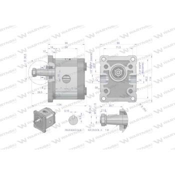 Pompa hydrauliczna zębata 8.0cm3 (grupa 2 - typ europejski) wałek 1:8 przyłącza gwintowane (obroty prawe) max.260 ba