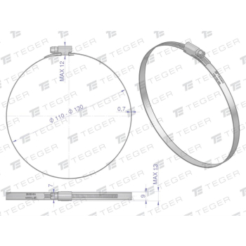 Opaska zaciskowa 110-130 ślimakowa  szerkość 9mm TEGER-108935