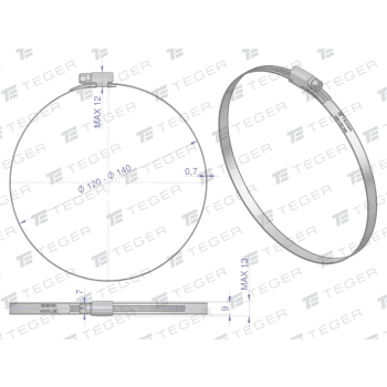 Opaska zaciskowa 120-140 ślimakowa  szerkość 9mm TEGER-108938