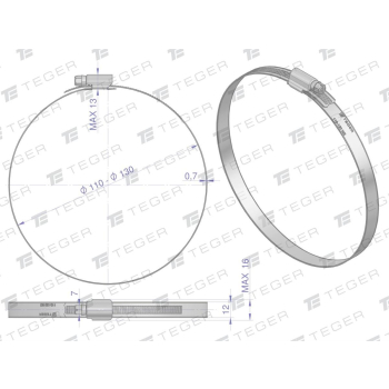 Opaska zaciskowa wzmocniona 110-130 ślimakowa  szerkość 12mm TEGER-108983