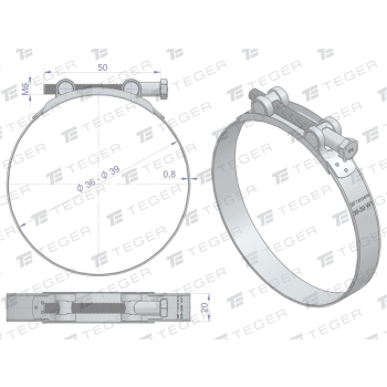 Opaska zaciskowa GBS 36-39  szerkość 20mm TEGER-109055