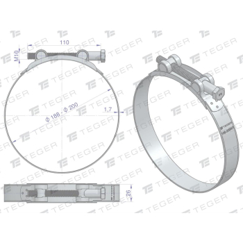 Opaska zaciskowa GBS 188-200  szerkość 26mm TEGER-109121