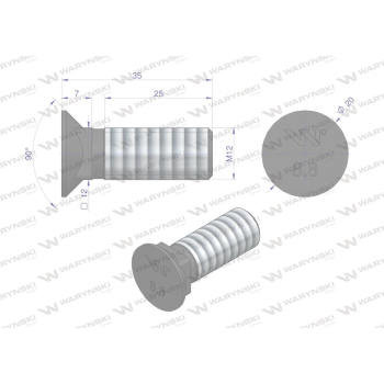 Śruba płużna podsadzana M12x35 mm kl.8.8 Waryński-109382