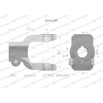 Widłak na wpust 8 śr.otw.30mm - 30.2X91.4 Seria 6R Waryński-109634