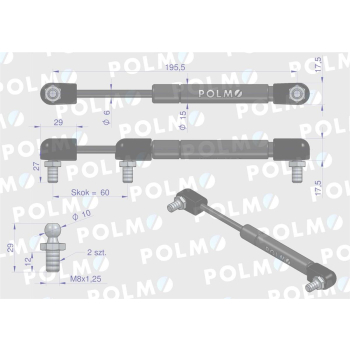 Siłownik dachu 16367958 pasuje do Zetora Proxima Forterra POLMO-110309