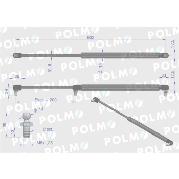 Siłownik dachu 3027294M1 pasuje do Massey Ferguson  POLMO-110321