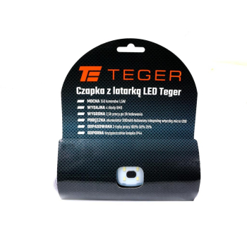 Latarka czołówka czapka LED COB ład USB Teger-110448