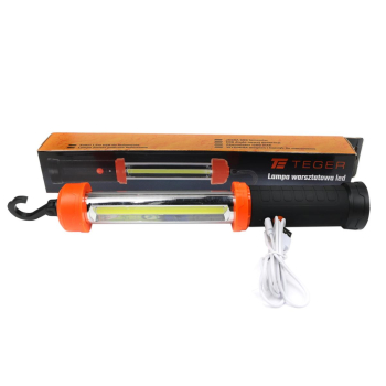 Lampa warsztatowa kanałowa latarka LED COB 600 lm 1200 mAh z  kablem USB 1,5m Teger-110454