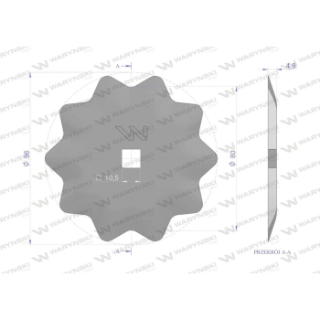 Nóż paszowozu okrągły  96x5 mm zastosowanie do Luclar Waryński-110862