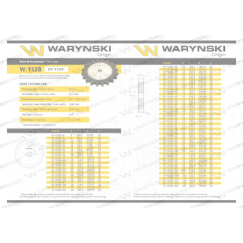 Koło zębate hartowane tarcza 12B-1 (R1 3/4) Z-29 Waryński-111483