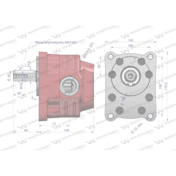 Pompa hydrauliczna zębata do Cyklop PZS-KZ-50P (obroty prawe) 20Mpa w korpusie żeliwnym Waryński-111942