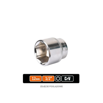 Klucz nasadowy 1/2" sześciokątny 12 mm, CR-V, Teger