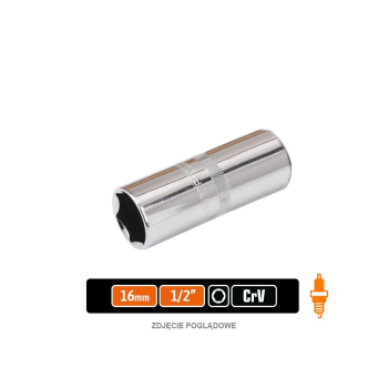 Klucz nasadowy 1/2" sześciokątny 16 mm - do świec, CR-V, Teger
