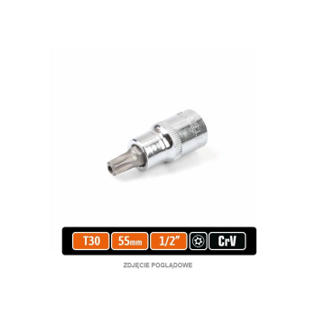 Klucz nasadowy 1/2" z bitem TORX T30x55 mm - z otworem, S2/CR-V, Teger