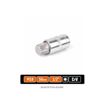 Klucz nasadowy 1/2" z bitem SPLINE M18x55 mm, S2/CR-V, Teger