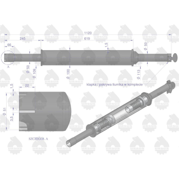 Tłumik 1120mm 3029104M1 5,2kg MF3 C-3603P (prosty) ORYGINAŁ URSUS-113779