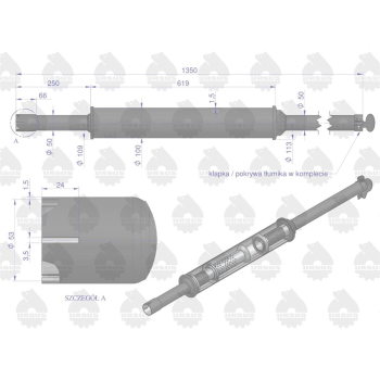 Tłumik 1350mm 5.8kg MF3 (prosty) ORYGINAŁ URSUS-113788