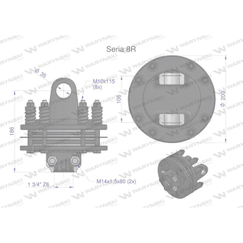 Sprzęgło cierne 4 tarczowe wału Seria 8R 1700Nm - 35x106 - 1 3/4 Z6 WARYŃSKI-113909