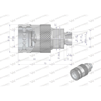 Szybkozłącze hydrauliczne gniazdo M18x1.5 gwint zewnętrzny EURO PUSH-PULL (9100818G) (ISO 7241-A) Waryński-11443