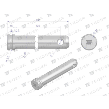 Sworzeń łącznika górnego 25x125x156 TEGER-114444