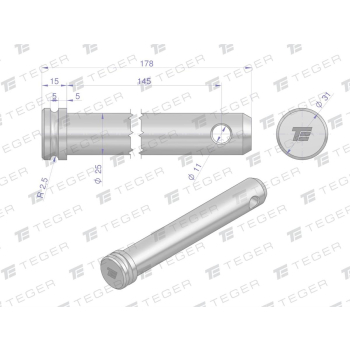 Sworzeń łącznika górnego 25x145x178 TEGER-114450