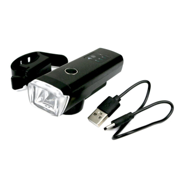 Zestaw lamp rowerowych, latarka LED przednia 2000 mAh i latarka LED tylna 150mAh ładowane USB z klaksonem Teger-114829