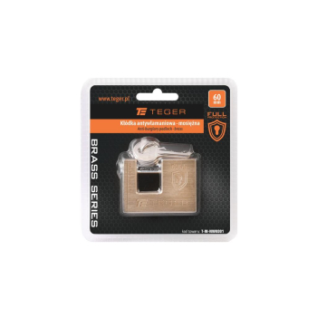 Kłódka antywłamaniowa - mosiężna / trzpieniowa 60mm - 3 klucze / TEGER-115039