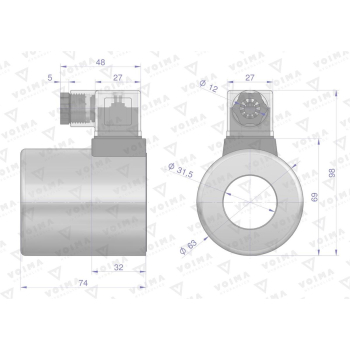Cewka dzielnika elektrozaworu V-DVS-80L-1/2  24V DC VOIMA