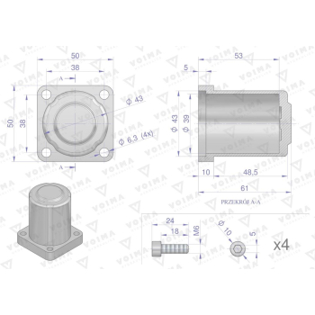 Kołpak rozdzielacza hydraulicznego dolny 120L VOIMA-115096