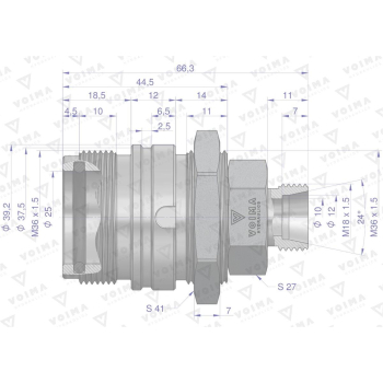 Zawór gniazdo ZSR6160101 (pasuje do Bizon) M18x1.5 skręcane VOIMA