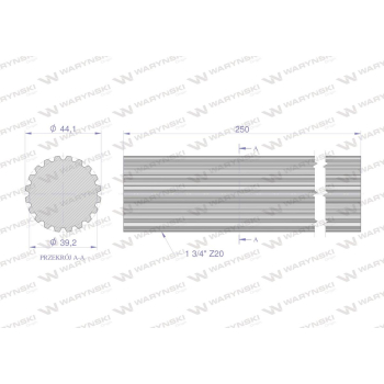Wałek, WOM frezowany całościowo 250mm Z20 - 1 3/4, Waryński-115832