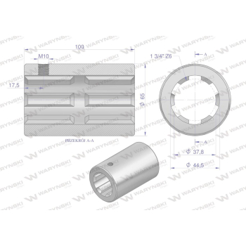 Tuleja, WOM łącząca frezowana 100mm Z6 - 1 3/4, Waryński-115856