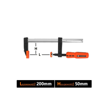 Ścisk stolarski śrubowy, TYP F  50x200 mm, Teger-116156