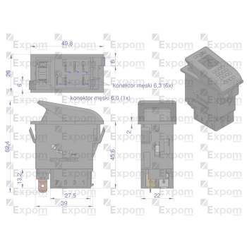 Włącznik przechylny do wbudowania New Holland  Steyr Case IH EXPOM KWIDZYN eu-116557
