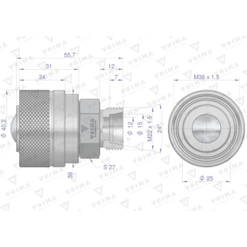 Zawór wtyczka ZSR (50490030) M22x1,5 skręcane VOIMA (opakowanie 10szt)-116956