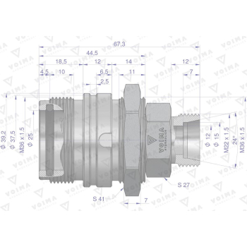 Zawór gniazdo ZSR (50490020) M22x1.5 skręcane VOIMA (opakowanie 10szt)-116958